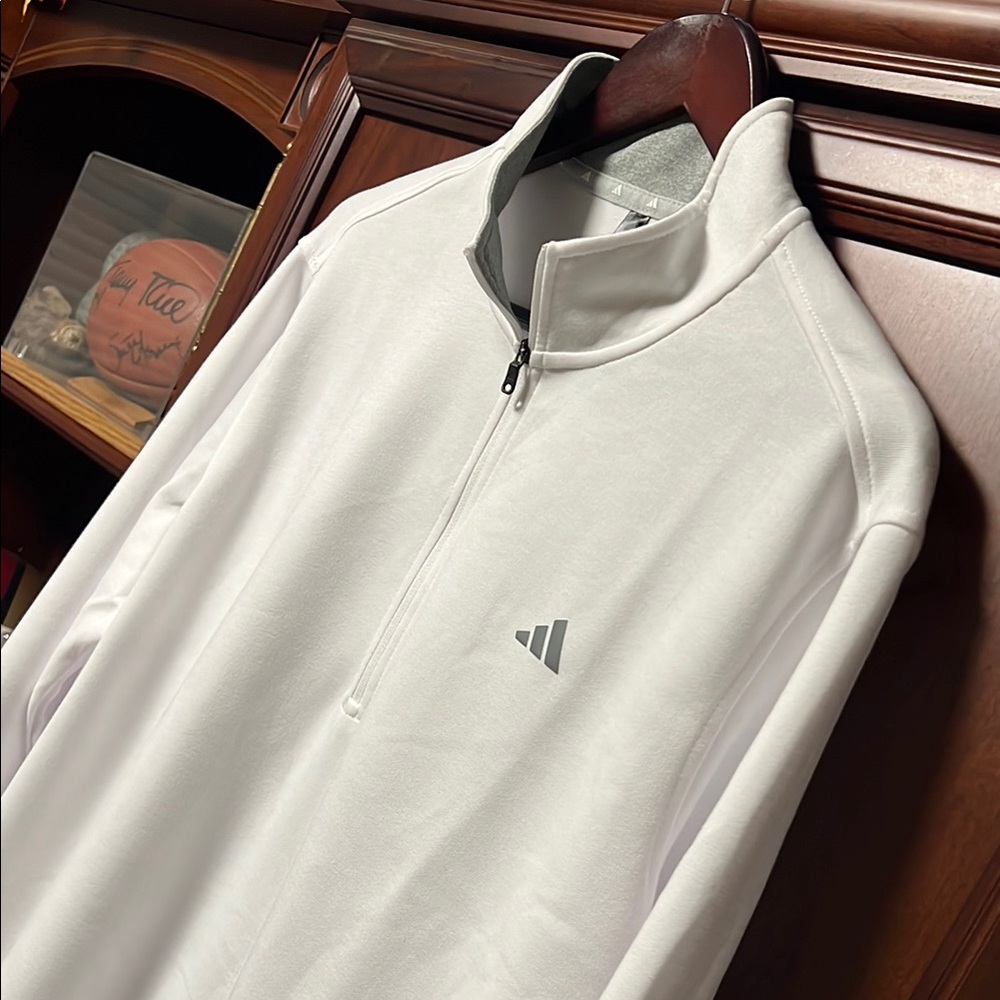 Brand New Adidas White Sportswear 1/4 Zip Up Pullover Sweats Long Sleeve Top! - Picture 5 of 11